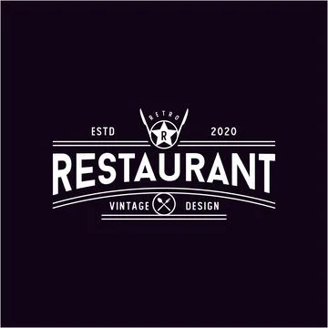 Spoon Fork Knife with star for Restaurant Bar Bistro Vintage Retro Logo desig Stock Illustration