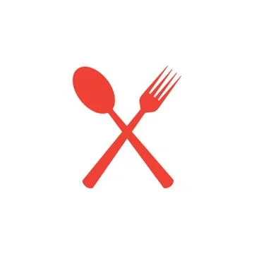 Spoon &amp; Fork Red Icon On White Background. Red Flat Style Vector Illustration Stock Illustration