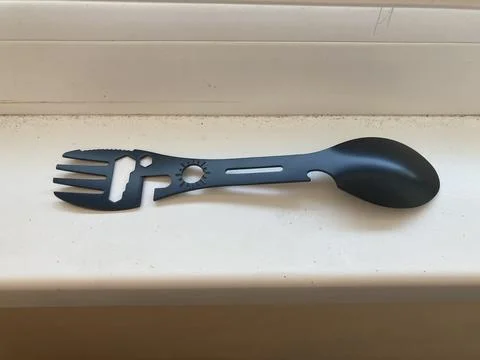 Spoon-fork tool and device for tourism Stock Photos