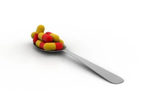 Spoon full of pills Grats Stockgrafik