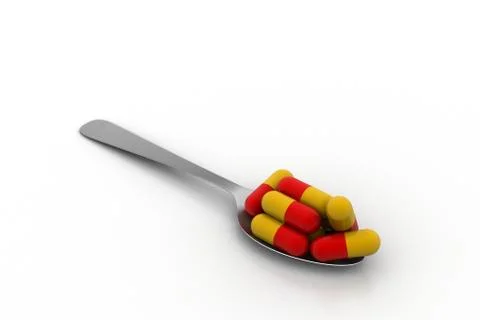 Spoon full of pills Grats Stockgrafik