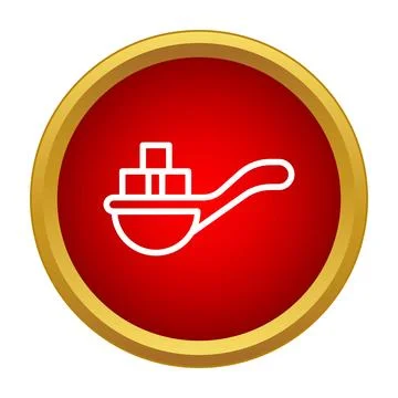 Spoon full of sugar cubes icon concept Stock Illustration