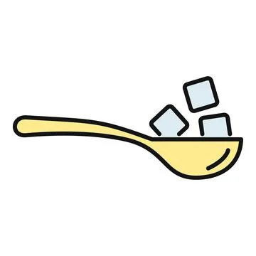 Spoon holding sugar cubes representing sweetness and calories Stock Illustration