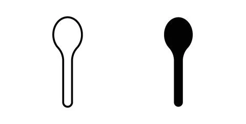 Spoon icon in black and white. vector icon pack for websites Stock Illustration