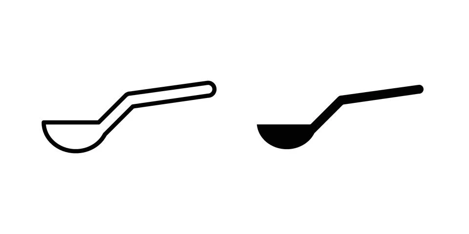 Spoon icon linear versions pack on white background Stock Illustration