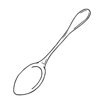 Spoon icon. Vector illustration of a small coffee spoon. Hand drawn teaspoon, Stock Illustration