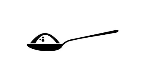 Spoon with ingredient icon. Teaspoon with sugar, salt, flour. Cooking proces  Stock Illustration