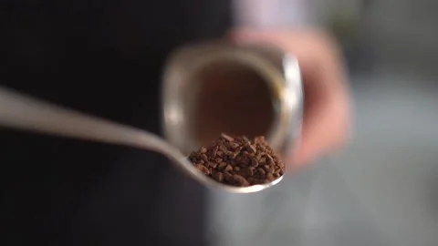 Spoon with instant coffee, b roll Stock Footage 131048808