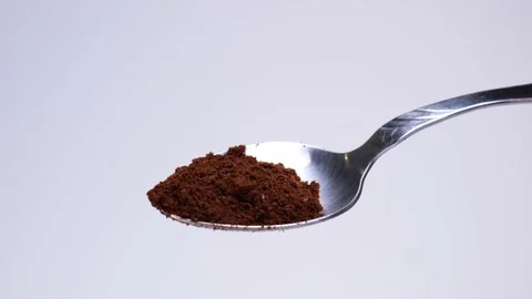 Spoon with instant coffee close-up Stock Footage 147905970