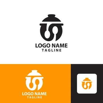 Spoon jar logo design vector 스톡 일러스트