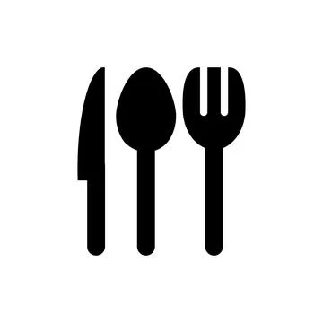Spoon, knife and fork icon. Cutlery symbol. Eat sign. Cutlery silhouette Stock Illustration