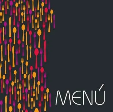 Spoon, knife and fork over black background. vector illustration Ilustração Stock