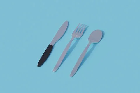 Spoon knife fork single isolated object. 3d render illustration 스톡 일러스트