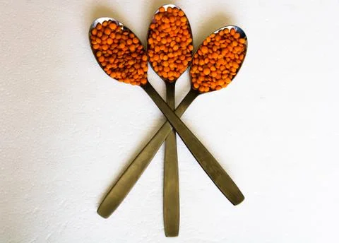 Spoon Of Lentils Background Stock Photos