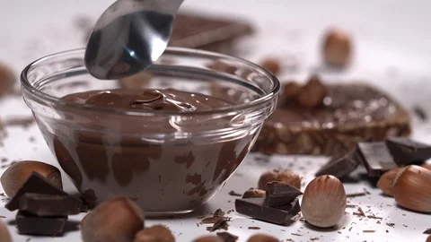 Spoon Lifiting Hazelnut Cocoa Stock Footage 110844483