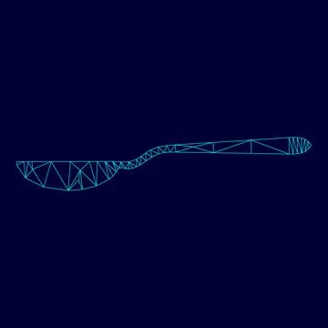 Spoon low poly triangulation triangulated polygonal electric cyan blue vibran Stock Illustration
