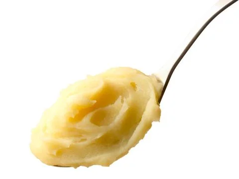 Spoon of mashed potato (puree) Stock Photos