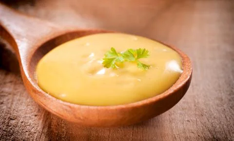 Spoon of mayonnaise Foto stock