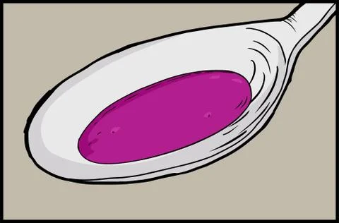 Spoon with Medicine Stock Illustration