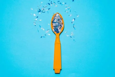 Spoon with microplastics Stock Photos