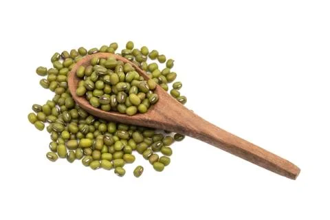 Spoon with mung beans Stock Photos