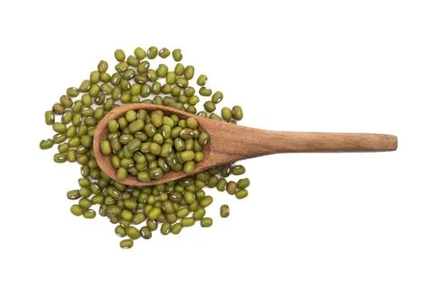 Spoon with mung beans Stock Photos