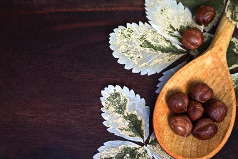 Spoon with nuts Stock Photos