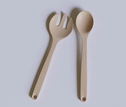 Spoon or flatware with a wood texture rendering 3D (5) Ilustración de archivo