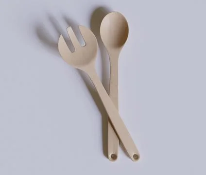 Spoon or flatware with a wood texture rendering 3D (7) Illustrazione stock
