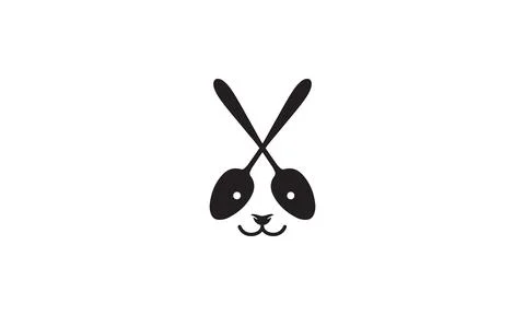 Spoon with panda logo vector icon illustration design イラスト素材