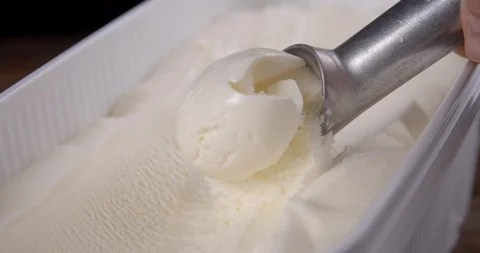 Spoon picks up a ball with ice cream Stock Footage 113085408
