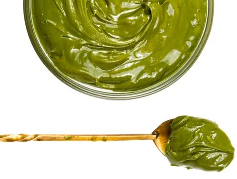 Spoon of pistachio paste, isolated Stock Photos