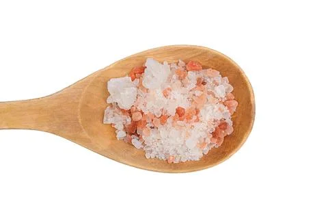 Spoon with salt isolated Stock Photos