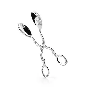 Spoon scissors on white background Stock Photos