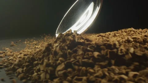 Spoon scoopes instant dried coffee Stock Footage 138213593