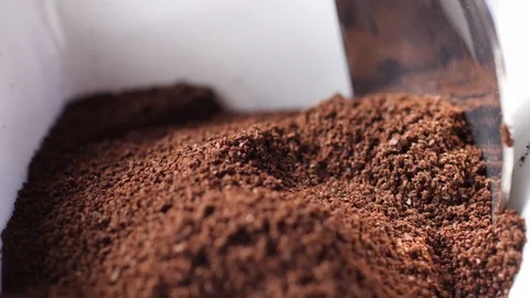 Spoon scooping up Coffee Grounds Video stock 99248381