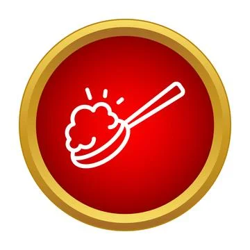 Spoon scooping mashed potato in red circle icon 库存插图