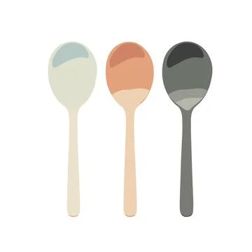 Spoon set isolated on white background. Vector illustration in flat style. Stock Illustration