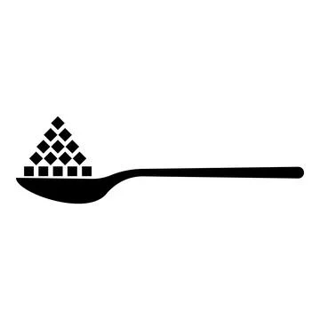 Spoon with sugar salt cubes icon black color vector illustration image flat.. Stock Illustration