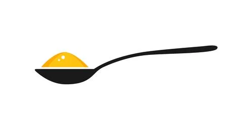 Spoon with sugar salt icon. Teaspoon side view powder for tea or coffee Stock Illustration
