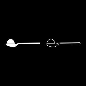 Spoon with sugar salt pile set icon white color vector illustration image s.. Stock Illustration