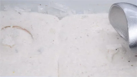 Spoon taking chestnut and red bean ice cream Stock Footage 107507312