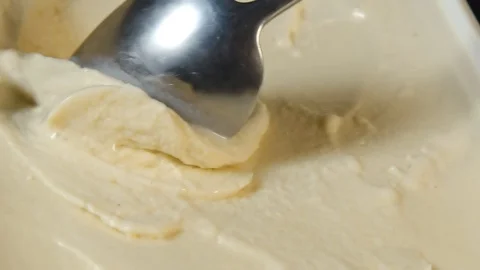 The spoon taking the ice cream. Stock Footage 113175571