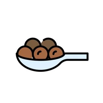 Spoon of Tapioca balls vector icon, filled style Illustrazione stock