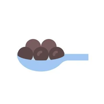 Spoon of Tapioca balls vector icon, flat style Illustrazione stock