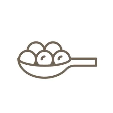 Spoon of Tapioca balls vector icon, line style Illustrazione stock
