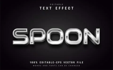 Spoon text, silver style text effect Stock Illustration