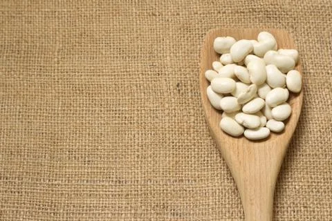 Spoon White Beans Fotos Stock