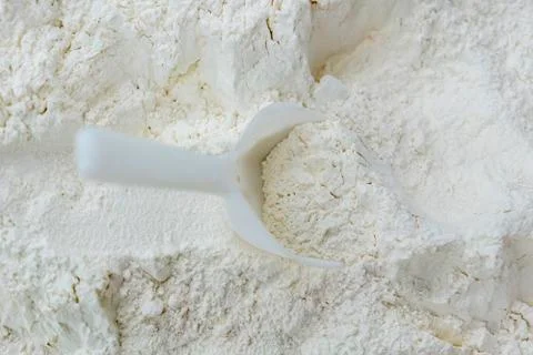 Spoon with white flour texture ready for cooking Stock Photos