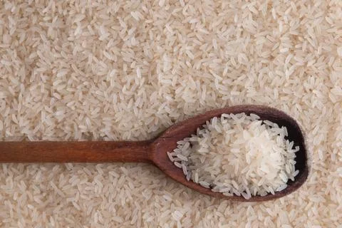 Spoon in white rice Stock Photos